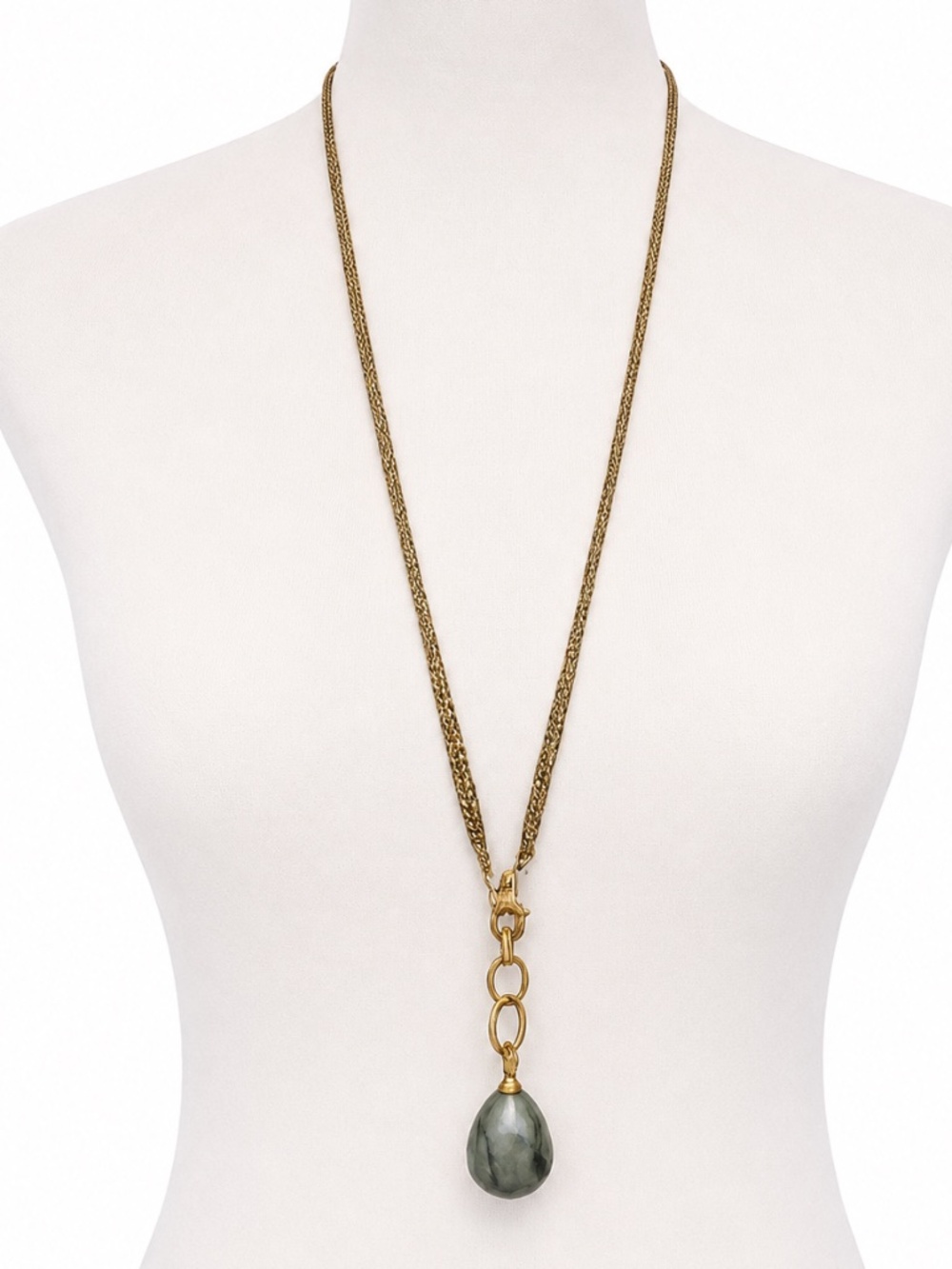 Gold Tone Teardrop Pendant Necklace | Modern Minimalist Statement Necklace